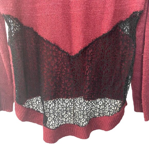 Tobi Maroon Oversized Sweater With Black Mesh | Size Sm/P Boyfriend Sweater - Picture 3 of 5